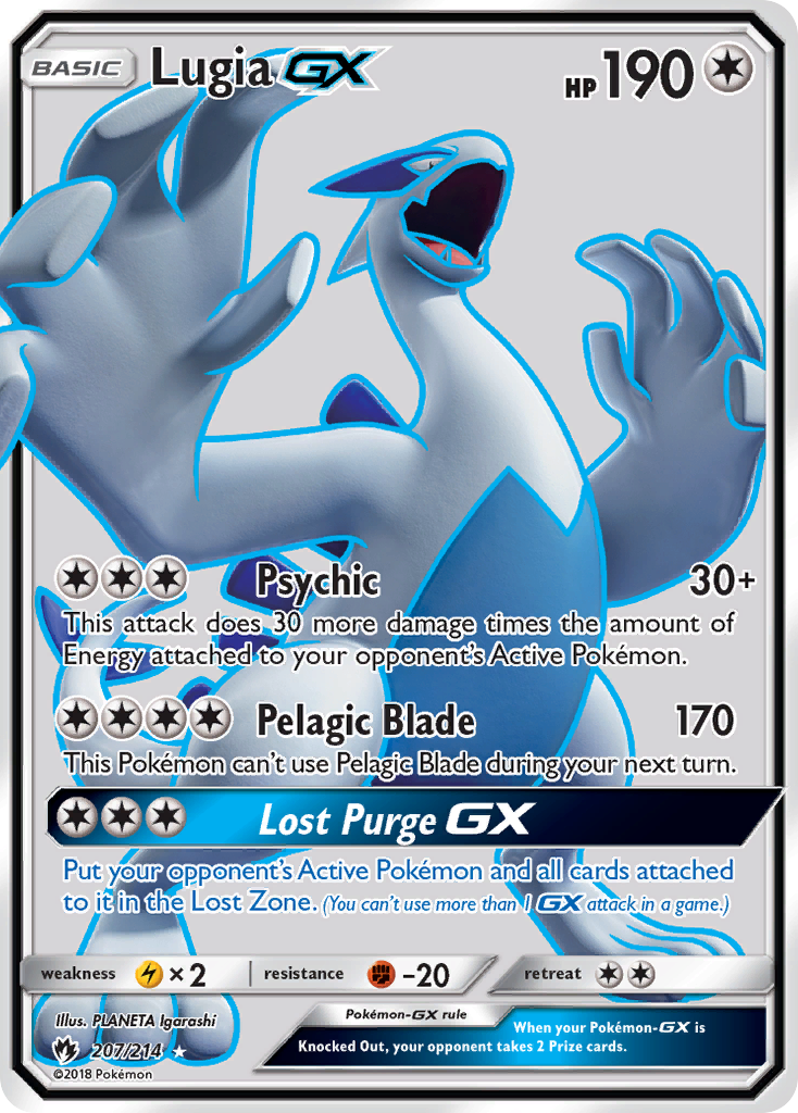 Lugia GX 207/214 Ultra Rare Lost Thunder Pokemon Holo Near Mint