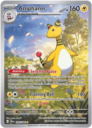 Ampharos 090/086 Shiny Rare ME04: Chaos Rising Pokemon Near Mint