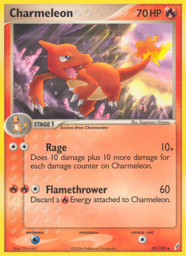 Charmeleon 29/100 Uncommon Crystal Guardians Pokemon Reverse Holo Lightly Played
