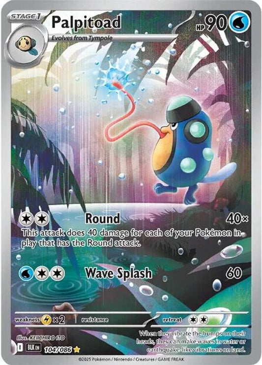 Palpitoad 104/086 Holo Illustration Rare Black Bolt Pokemon Near Mint