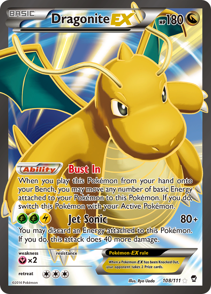 Dragonite EX 108/111 Ultra Rare Furious Fists Pokemon Holo Near Mint
