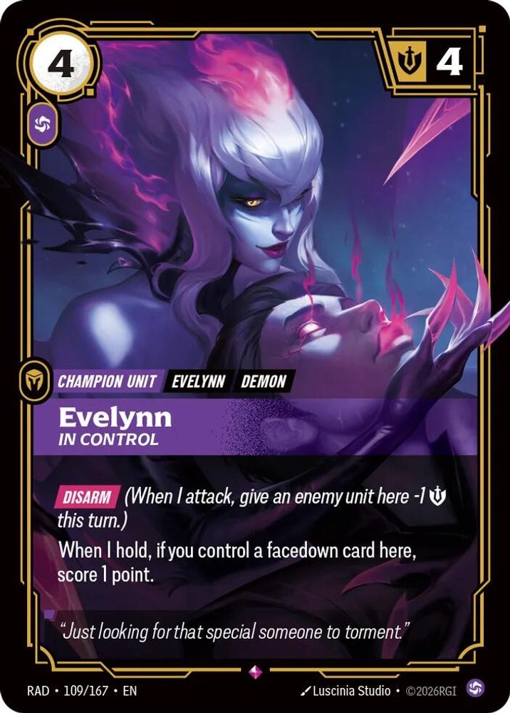 Evelynn, In Control 109/167 Rare Radiance Riftbound Foil Near Mint