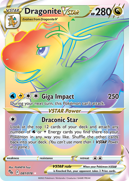 Dragonite VSTAR 081/078 Rainbow Rare Pokemon GO Pokemon Near Mint