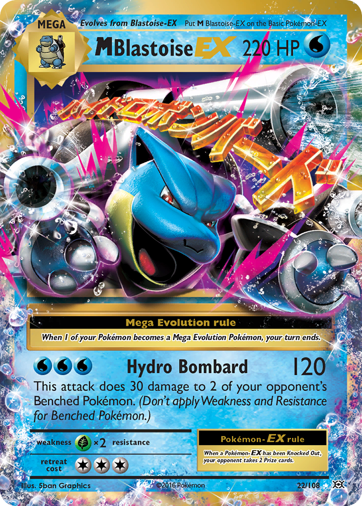 M Blastoise EX 22/108 Holo EX Rare Evolutions Pokemon Near Mint