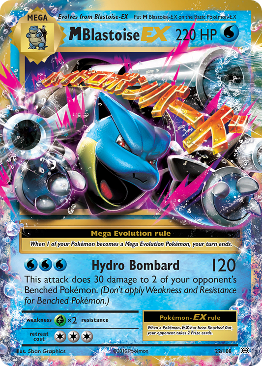 M Blastoise EX 22/108 Holo EX Rare Evolutions Pokemon Near Mint