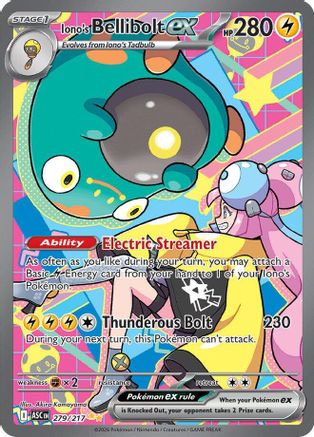 Iono's Bellibolt ex 279/217 Special Illustration Rare Ascended Heroes Pokemon NM