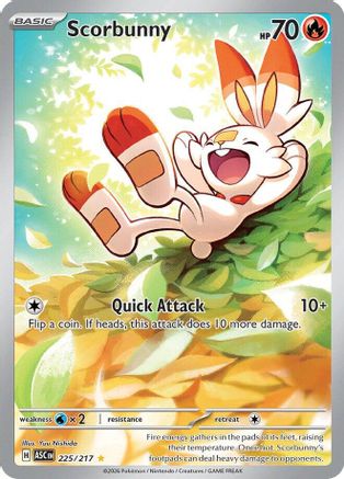 Scorbunny 225/217 Illustration Rare Ascended Heroes Pokemon Holo Near Mint