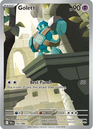 Golett 122/086 Holo Illustration Rare Black Bolt Pokemon Near Mint