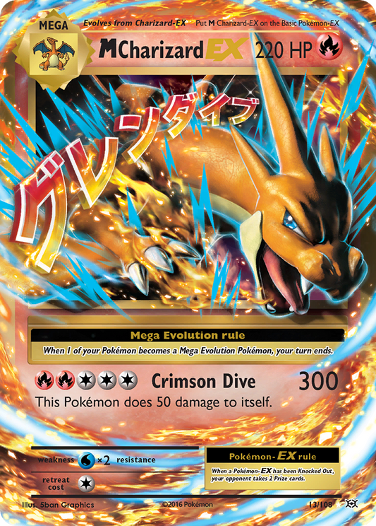 M Charizard EX 13/108 Holo EX Rare Evolutions Pokemon Near Mint