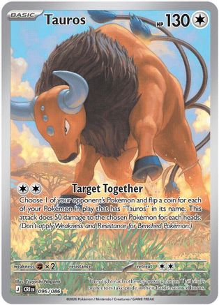 Tauros 096/086 Shiny Rare ME04: Chaos Rising Pokemon Near Mint
