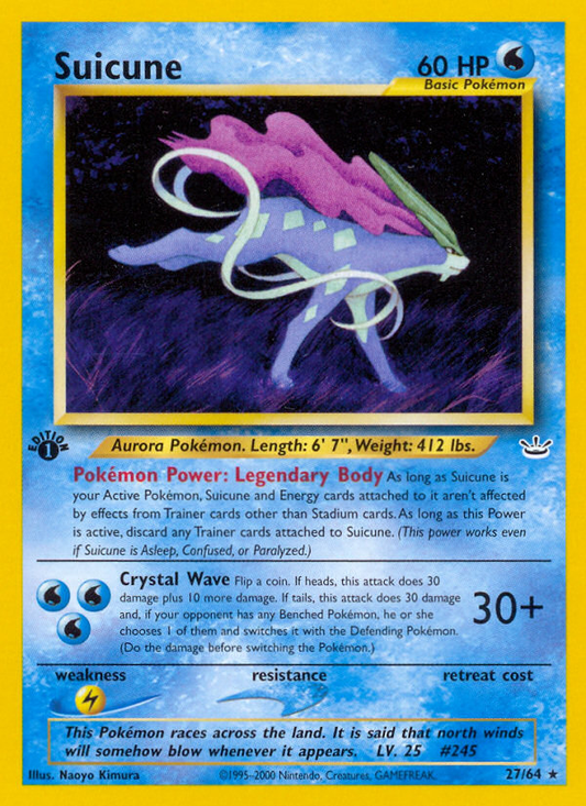Suicune 27/64 Rare Neo Revelation Pokemon Unlimited Near Mint