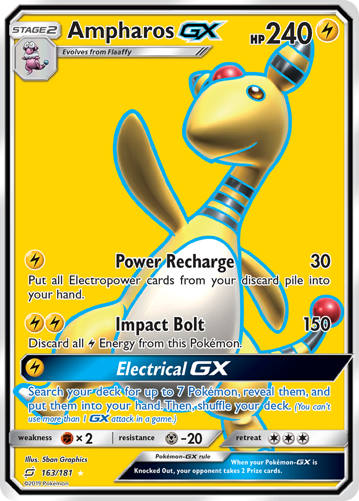 Ampharos GX 163/181 Ultra Rare Team Up Pokemon Holo Near Mint