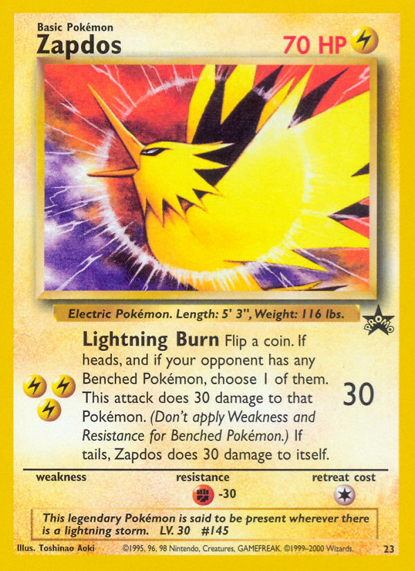 Zapdos 23 Promo Wizards Black Star Promos Pokemon Lightly Played