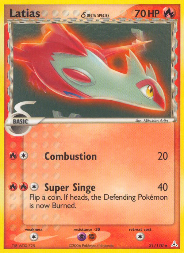 Latias 21/110 Rare Holon Phantoms Pokemon Reverse Holo Moderately Played