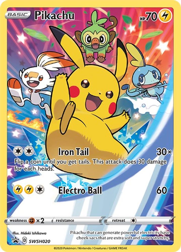 Pikachu SWSH020 Holo Promo Sword & Shield Promo Pokemon Near Mint