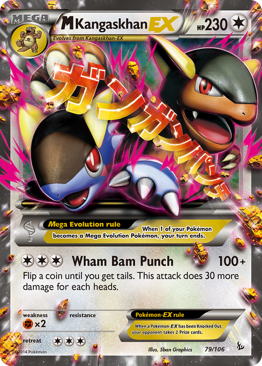 M Kangaskhan EX 79/106 Holo EX Rare Flashfire Pokemon Lightly Played