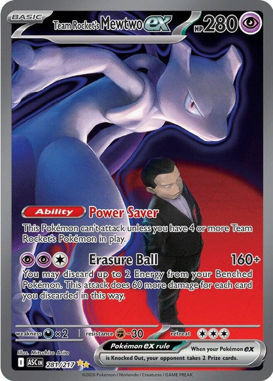 Team Rocket's Mewtwo ex 281/217 Ascended Heroes Pokemon Holo NM