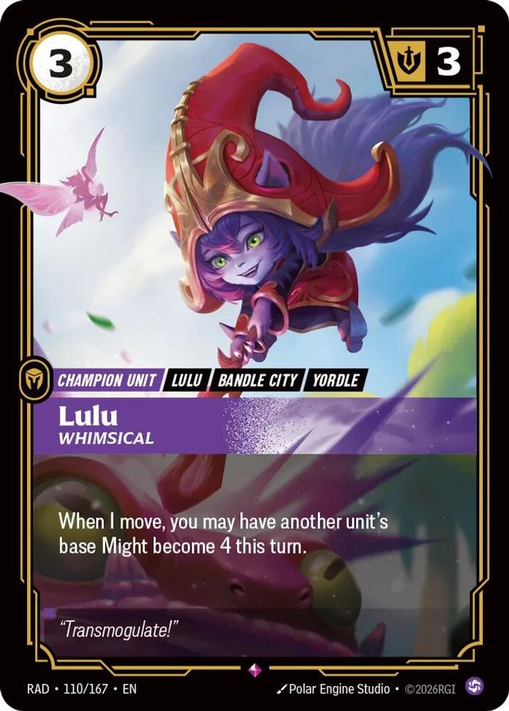 Lulu, Whimsical 110/167 Rare Radiance Riftbound Foil Near Mint