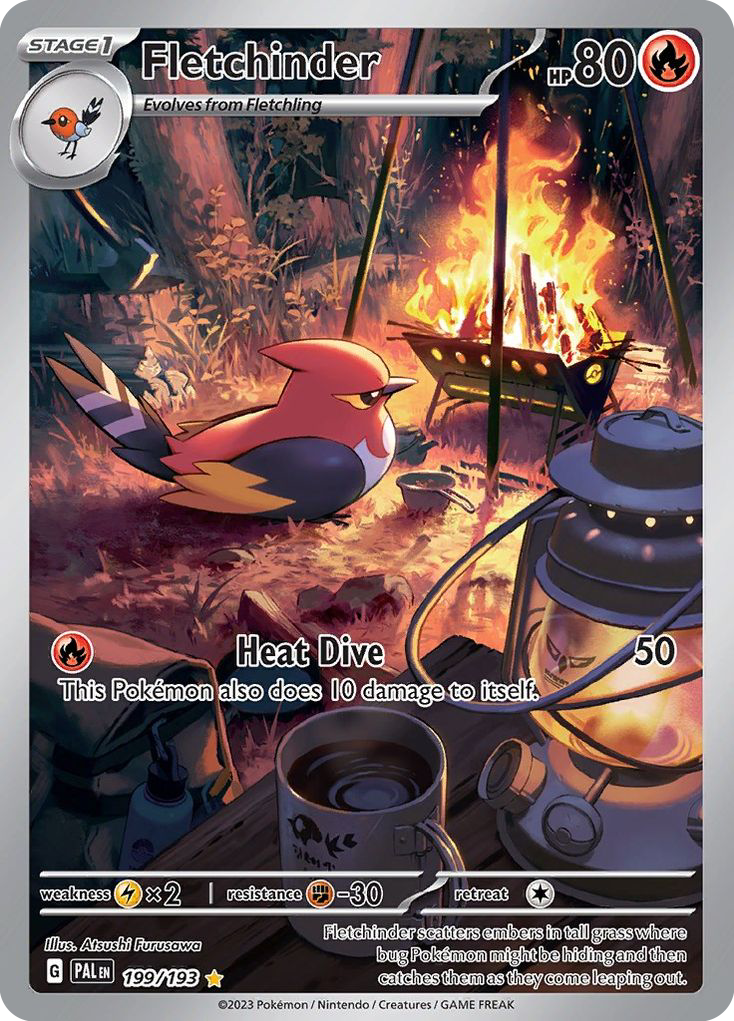 Fletchinder 199/193 Illustration Rare Paldea Evolved Pokemon Holo Near Mint