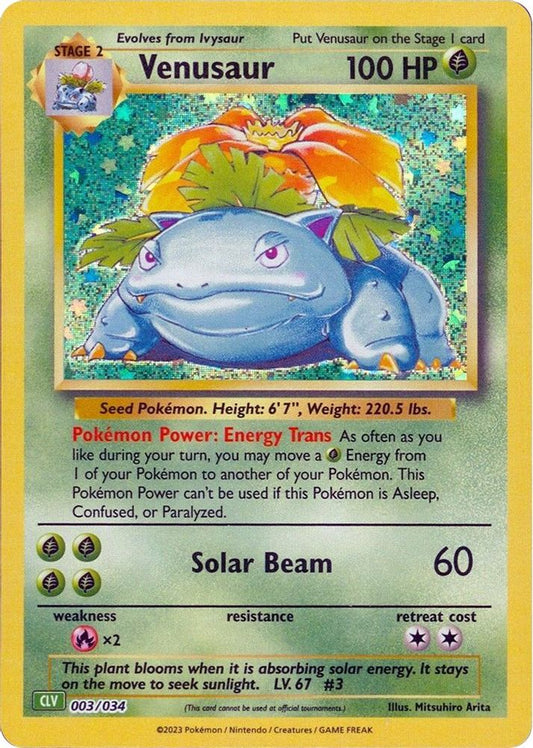 Venusaur 003/034 Holo Classic Collection Trading Card Game Classic Pokemon NM