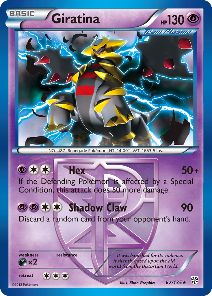 Giratina 62/135 Rare Plasma Storm Pokemon Reverse Holo Heavily Played