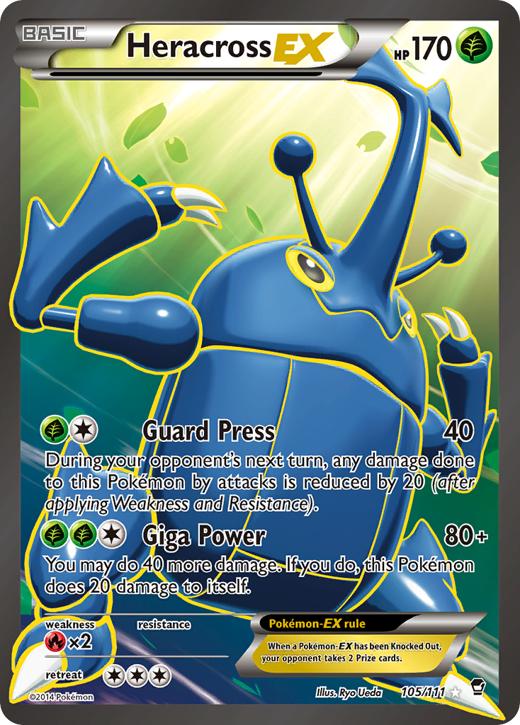 Heracross EX 105/111 Ultra Rare Furious Fists Pokemon Holo Moderately Played