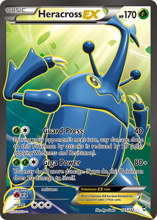 Heracross EX 105/111 Ultra Rare Furious Fists Pokemon Holo Moderately Played