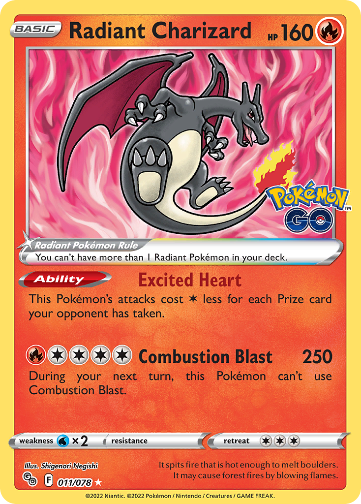 Radiant Charizard 011/078 Radiant Rare Pokemon GO Pokemon Near Mint