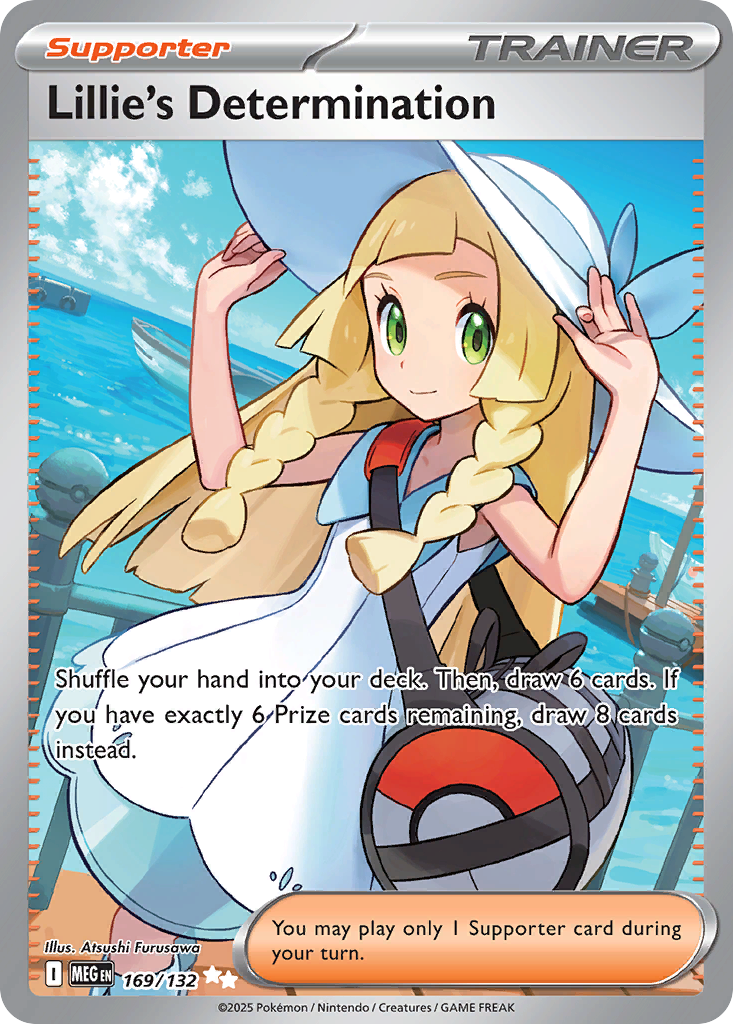 Lillie's Determination 169/132 Ultra Rare Mega Evolution Pokemon Holo Near Mint
