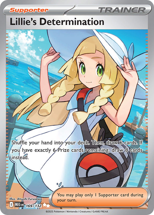 Lillie's Determination 169/132 Ultra Rare Mega Evolution Pokemon Holo Near Mint