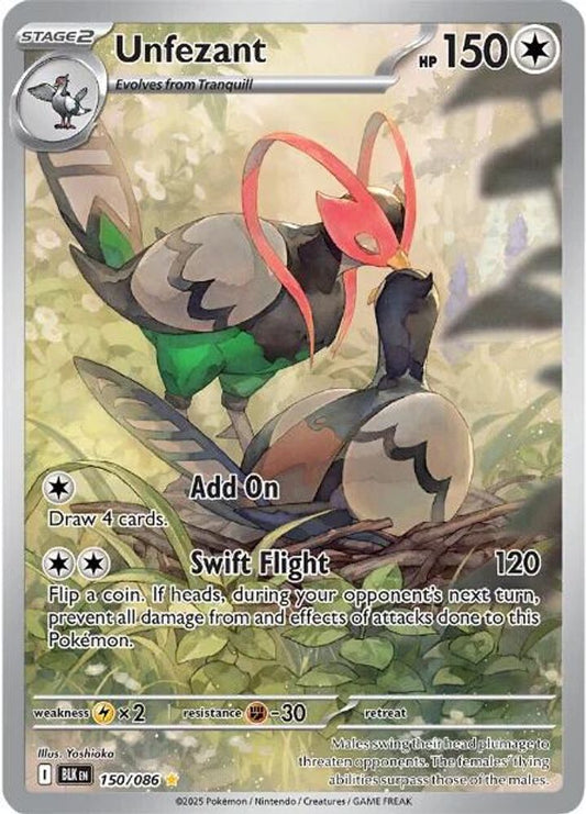Unfezant 150/086 Holo Illustration Rare Black Bolt Pokemon Near Mint