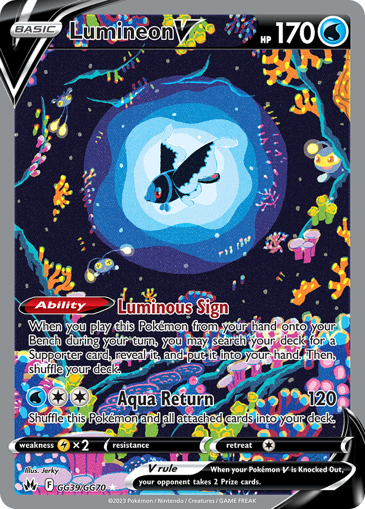 Lumineon V GG39/GG70 Holo V Rare Crown Zenith Galarian Gallery Pokemon Near Mint