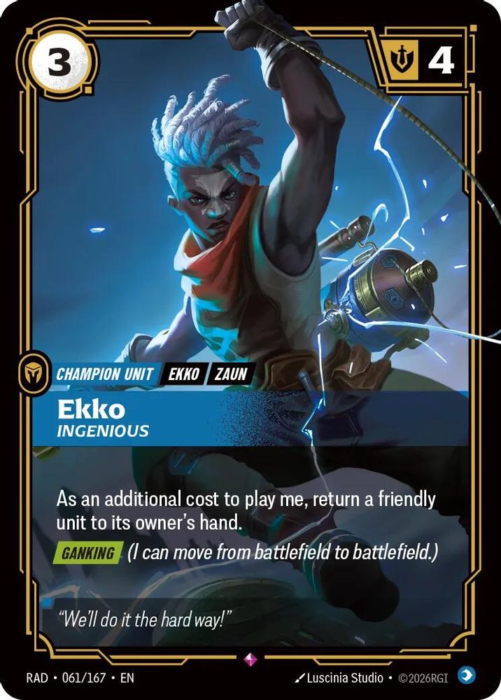 Ekko, Ingenious 061/167 Rare Radiance Riftbound Foil Near Mint
