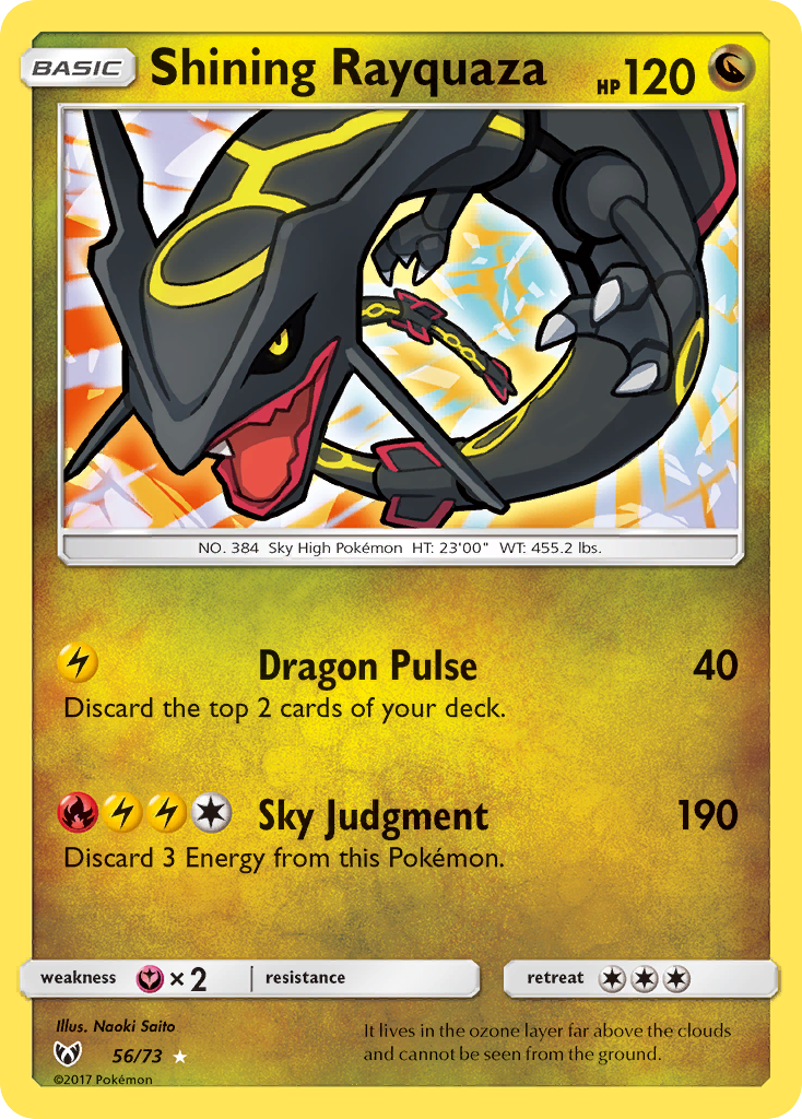 Shining Rayquaza 56/73 Rare Shining Shining Legends Pokemon Holo Near Mint