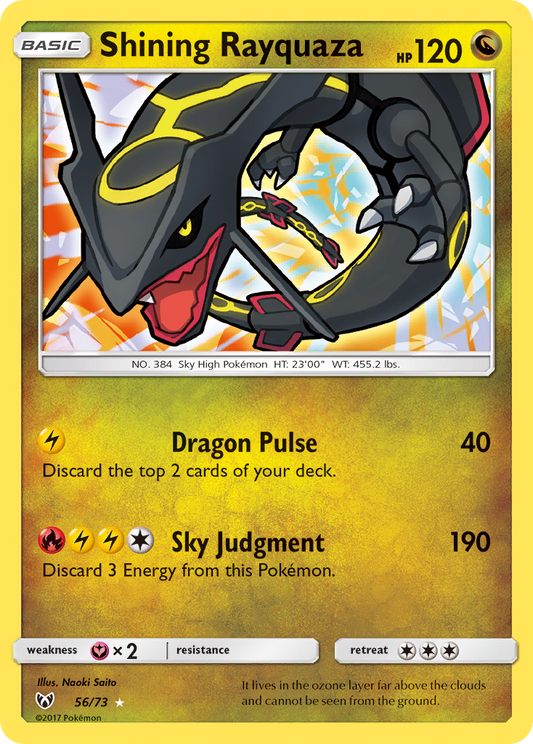 Shining Rayquaza 56/73 Rare Shining Shining Legends Pokemon Holo Near Mint