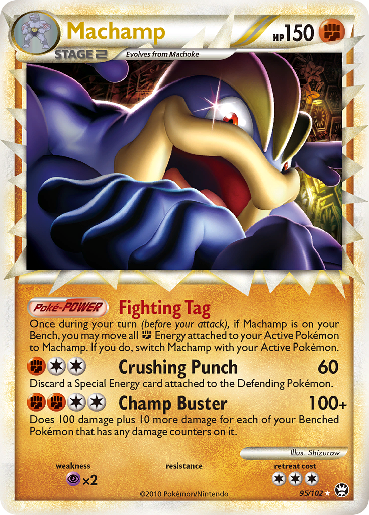 Machamp 95/102 Prime Rare HGSS Triumphant Pokemon Moderately Played