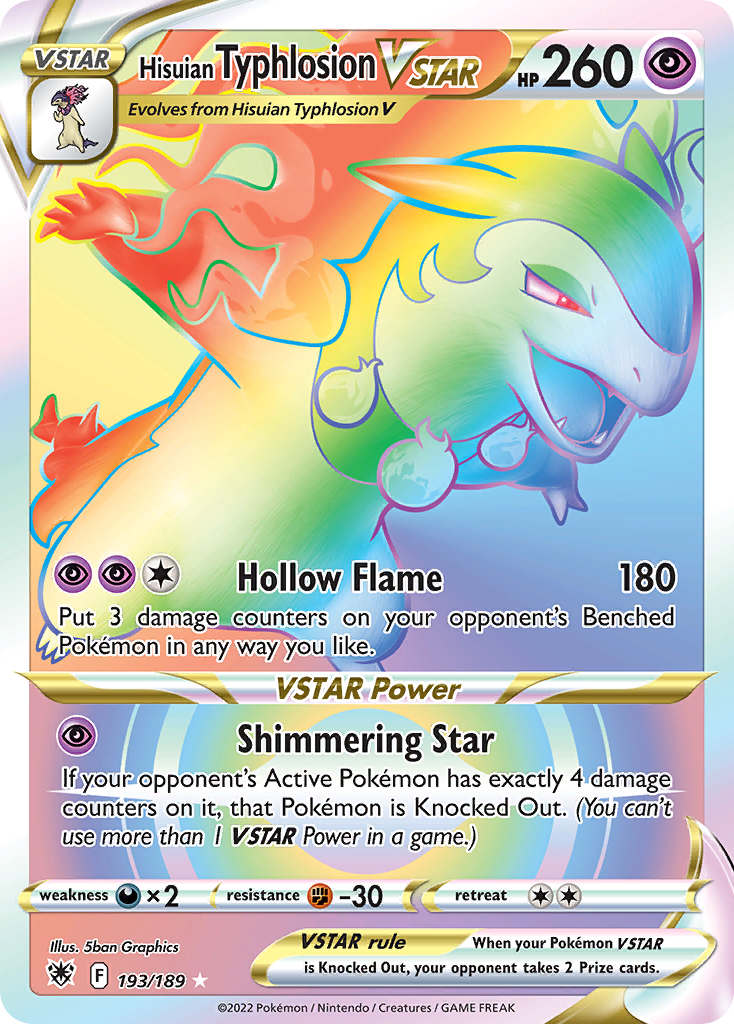 Hisuian Typhlosion VSTAR 193/189 Rainbow Rare Astral Radiance Pokemon Near Mint