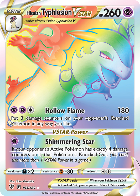 Hisuian Typhlosion VSTAR 193/189 Rainbow Rare Astral Radiance Pokemon Near Mint