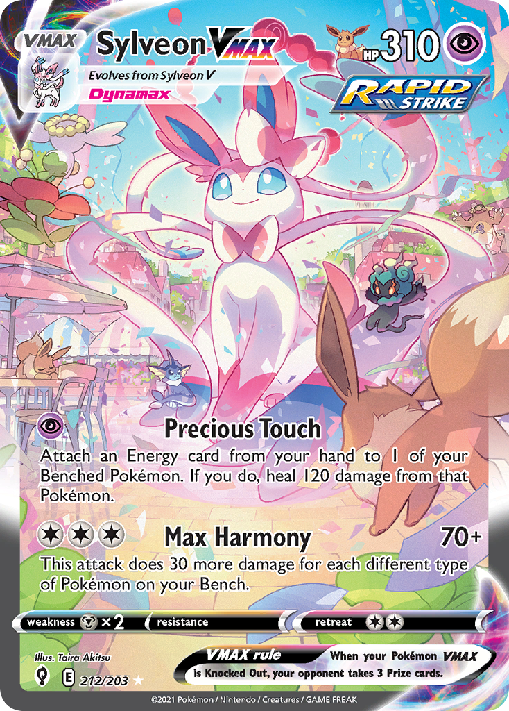 Sylveon VMAX 212/203 Rainbow Rare Evolving Skies Pokemon Holo Near Mint