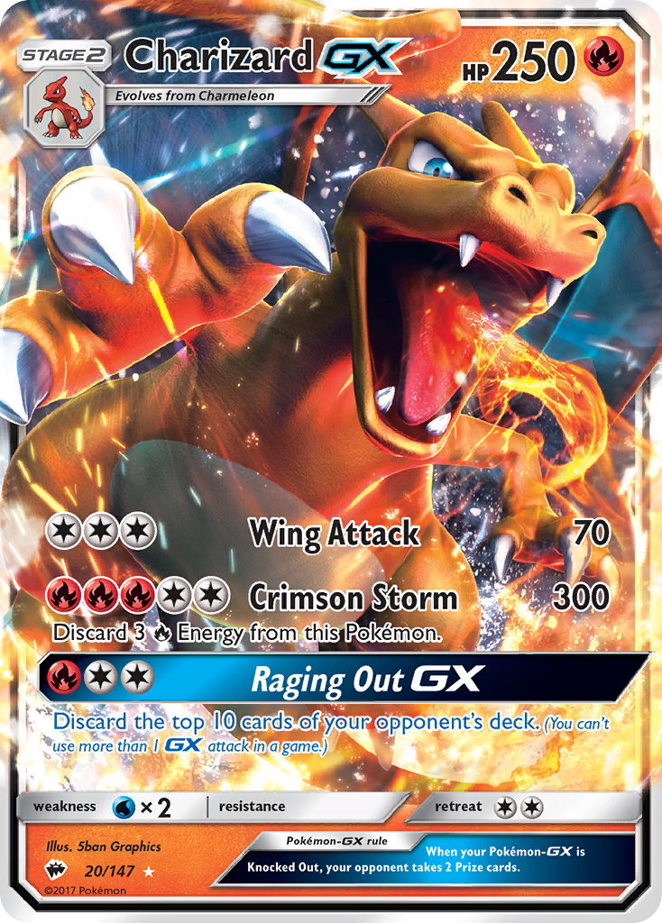Charizard GX 20/147 Holo Ultra Rare Burning Shadows Pokemon Near Mint
