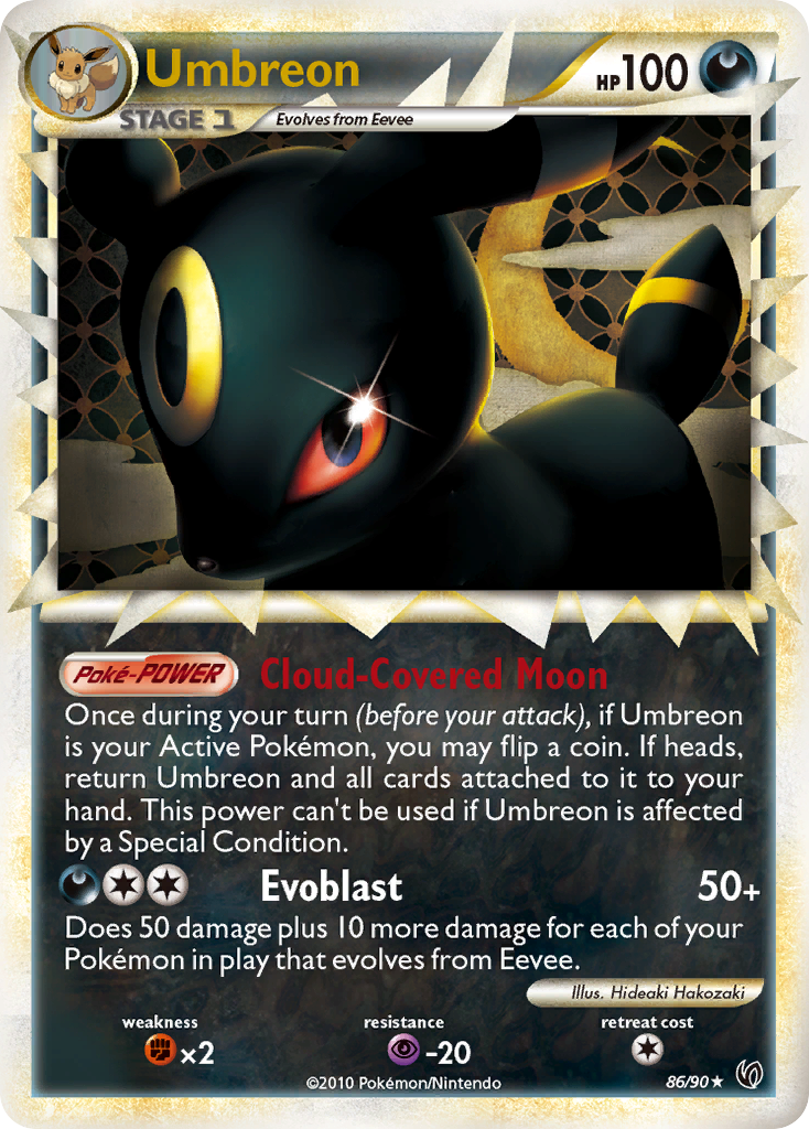 Umbreon 86/90 Prime Rare HGSS Undaunted Pokemon Holo Moderately Played