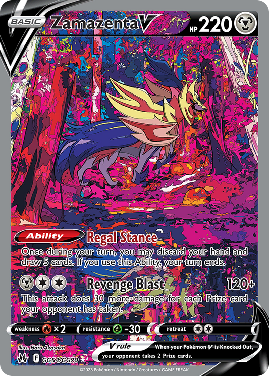 Zamazenta V GG54/GG70 Holo V Rare Crown Zenith Galarian Gallery Pokemon Holo NM