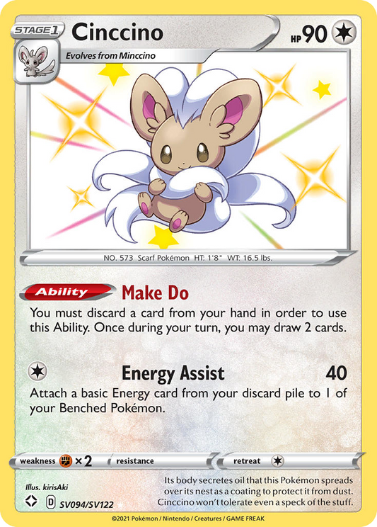 Cinccino SV094/SV122 Shiny Rare Shining Fates Shiny Vault Pokemon Near Mint
