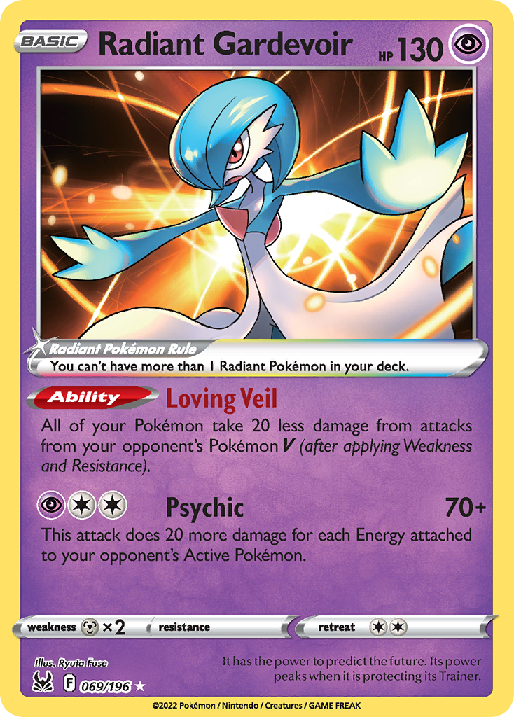 Radiant Gardevoir 069/196 Radiant Rare Lost Origin Pokemon Near Mint