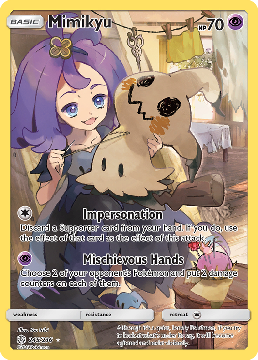 Mimikyu 245/236 Secret Rare Cosmic Eclipse Pokemon Holo Lightly Played
