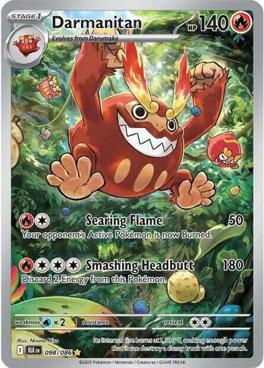 Darmanitan 098/086 Holo Illustration Rare Black Bolt Pokemon Near Mint