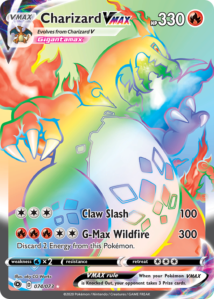 Charizard VMAX 074/073 Rainbow Rare Champion's Path Pokemon Holo Near Mint