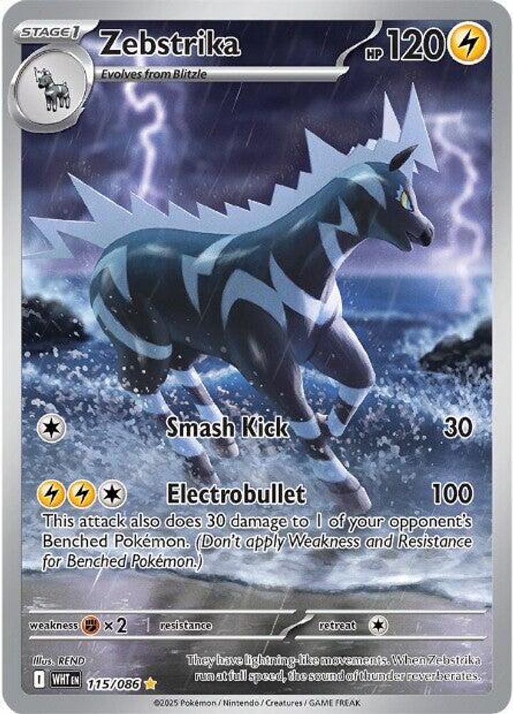 Zebstrika 115/086 Illustration Rare White Flare Pokemon Holo Near Mint