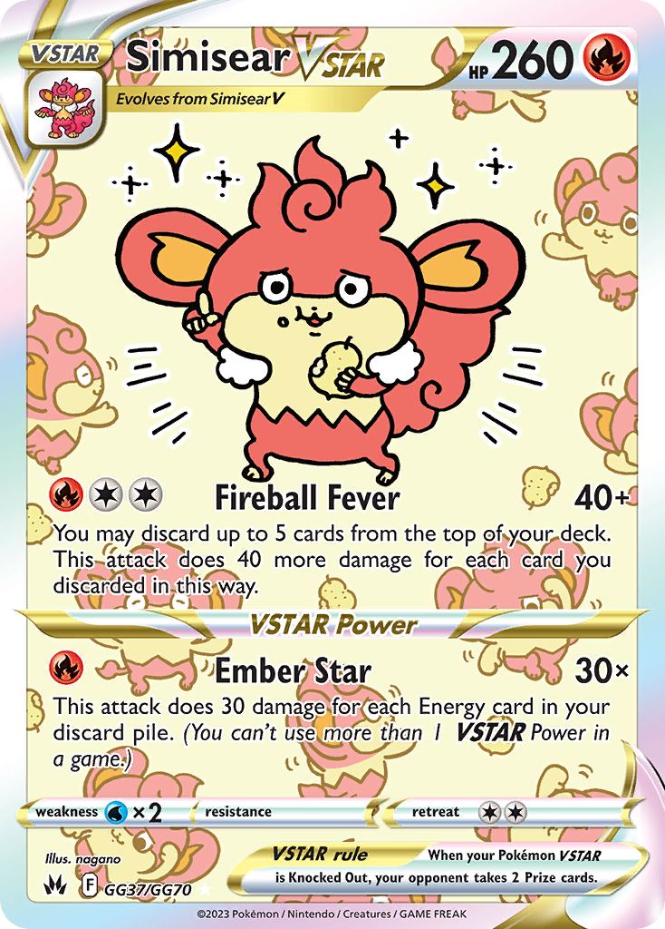 Simisear VSTAR GG37/GG70 Holo Crown Zenith Galarian Gallery Pokemon NM