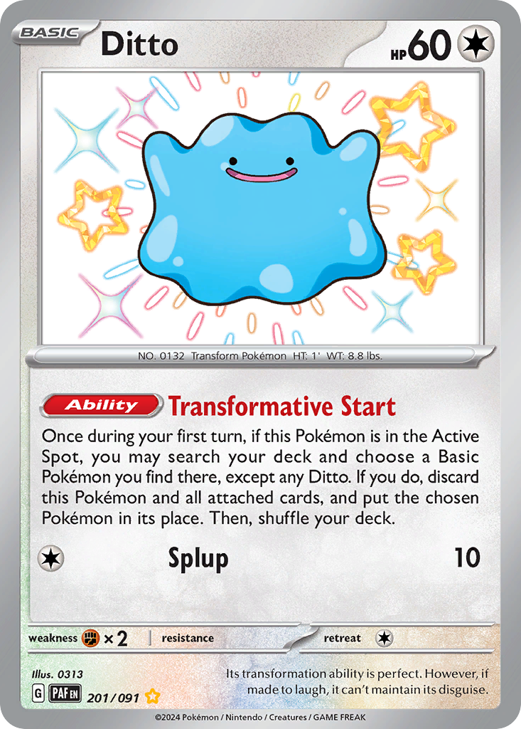 Ditto 201/091 Shiny Rare Paldean Fates Pokemon Holo Near Mint